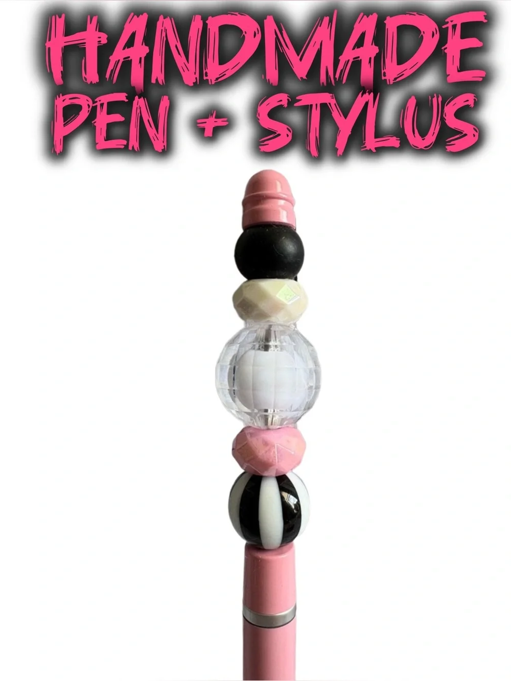 Pretty Pink Custom Beaded Stylus and Pen Combo